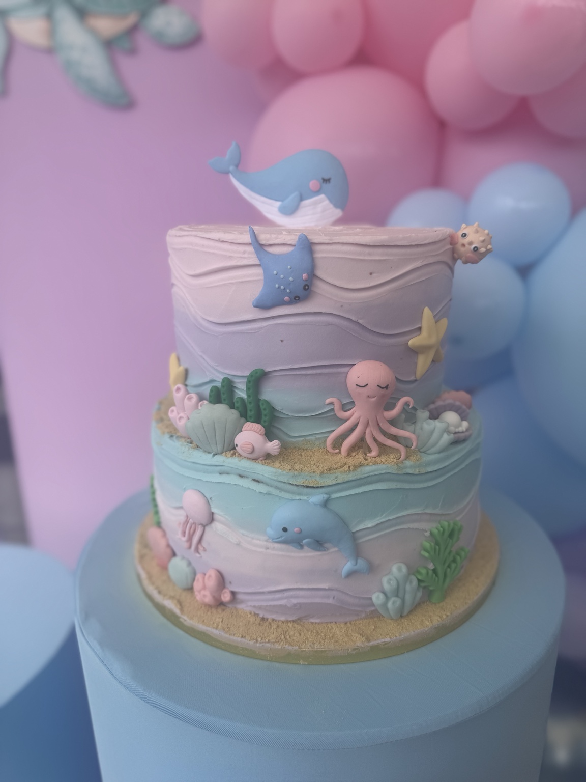 Custom two-tier mermaid celebration cake