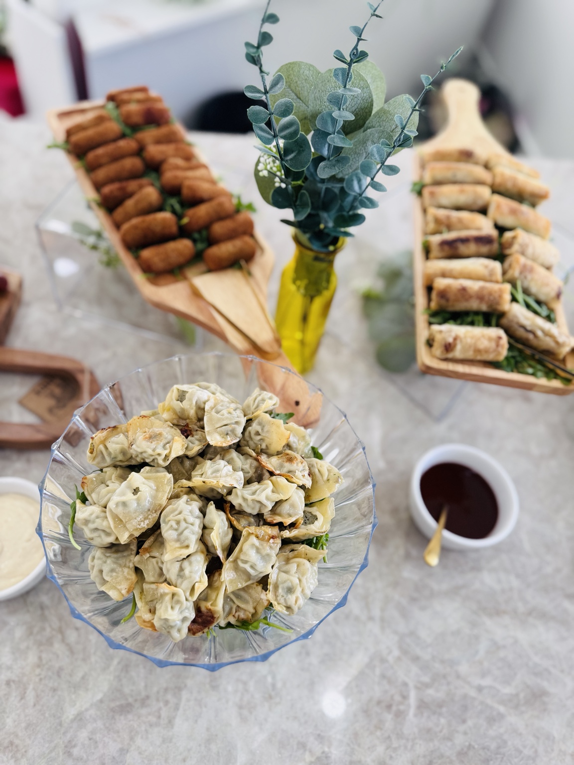 Sandwiches and appetizers arranged for an event
